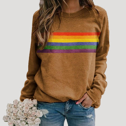 Women's Colorful Rainbow Striped Sweatshirt
