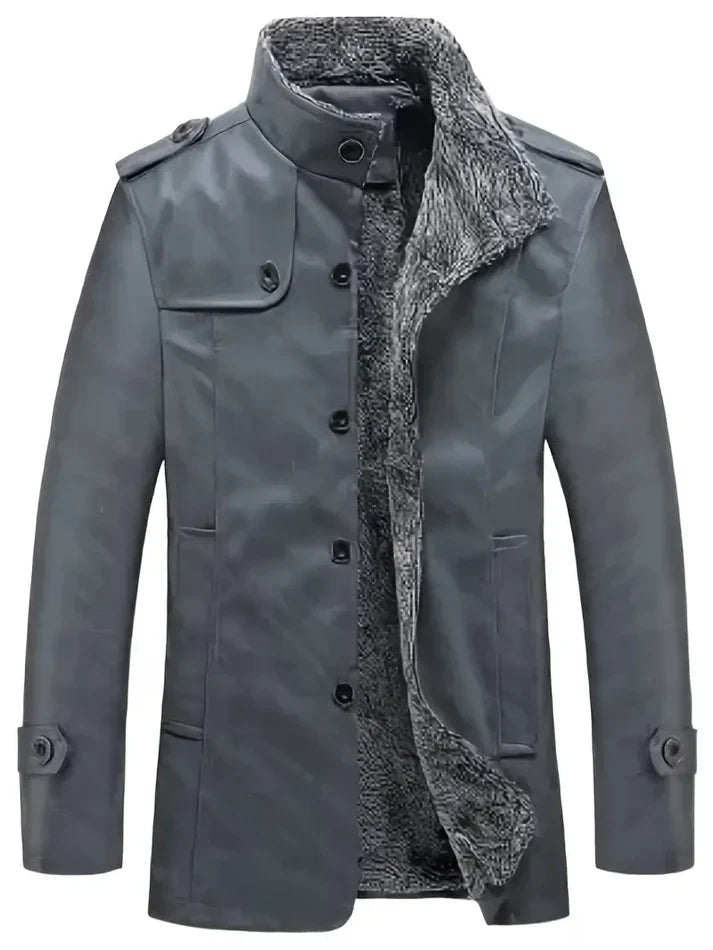 Men's Leather Jacket Warm Fleece Lining