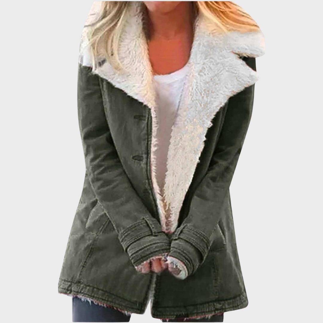 Winter Parka Coat Faux Lambskin Lined