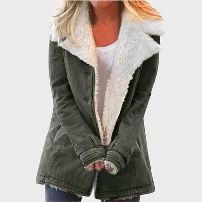 Winter Parka Coat Faux Lambskin Lined