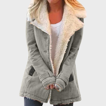 Winter Parka Coat Faux Lambskin Lined