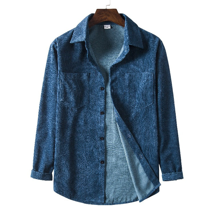 Men's Corduroy Shirt Modern Textured with Chest Pockets