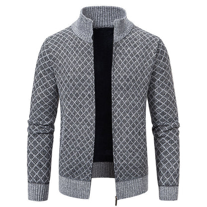 Karierte Herrenjacke Modern Hoher Kragen - IdealeKleiden