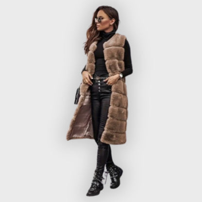 Elegant Faux Fur Vest Long Sleeveless