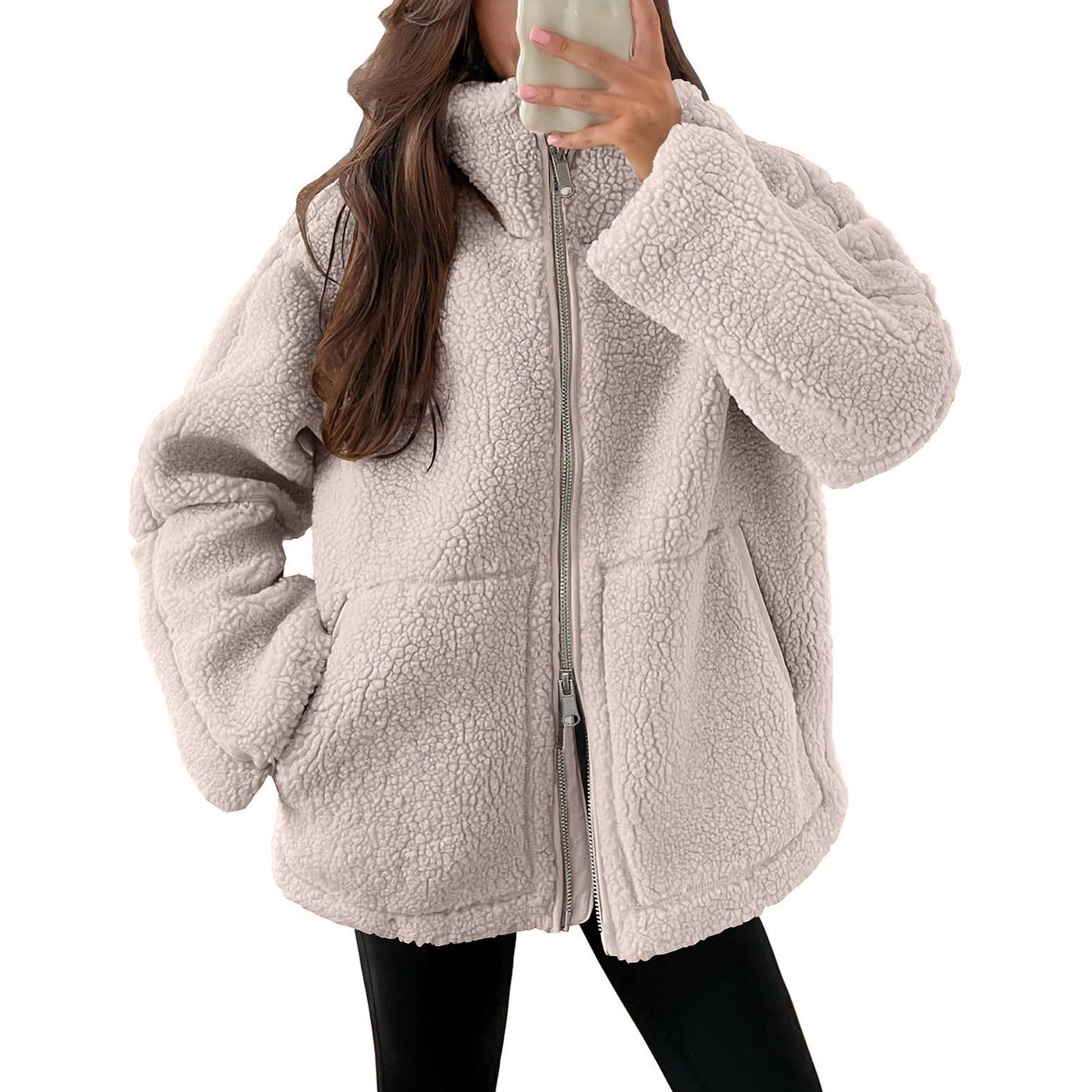 Weiche Frauenjacke Teddy Look Wolle - IdealeKleiden