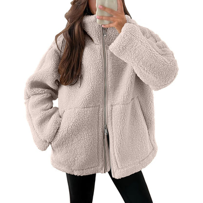 Weiche Frauenjacke Teddy Look Wolle - IdealeKleiden