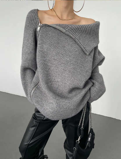Stylish Pullover With Stand-Up Collar