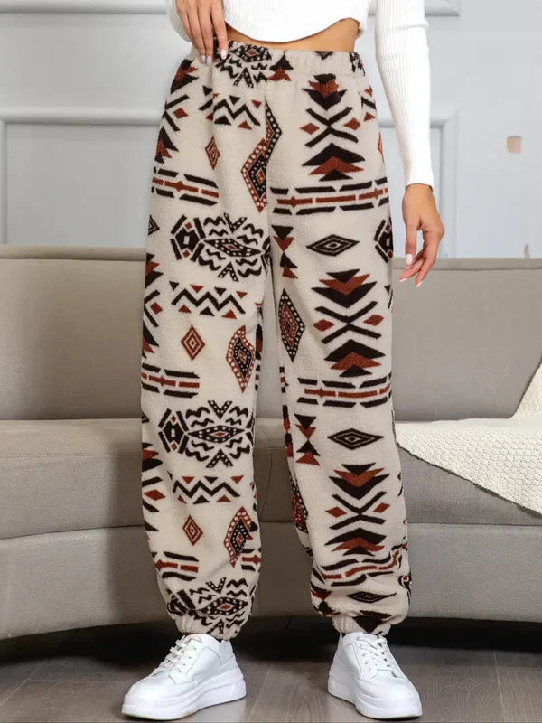 Cozy Jogging Pants Aztec Pattern Trendy