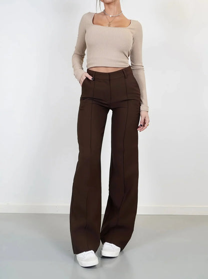 Elegant Women's Trousers High Waist Chic Style