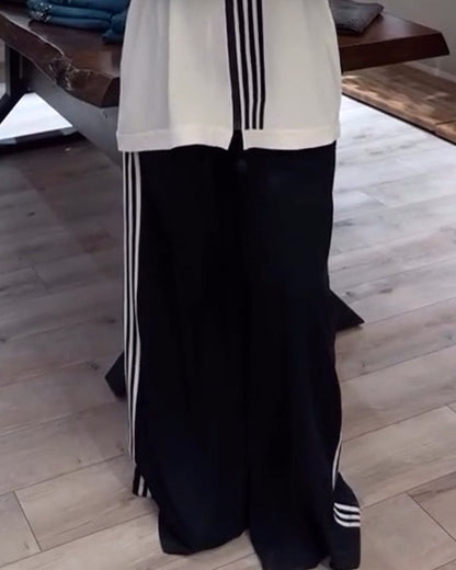 Hoodie Tracksuit Stripes Casual Trendy Two-Piece