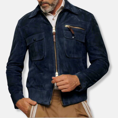 Tailored Leather Jacket Elegant Collar Design