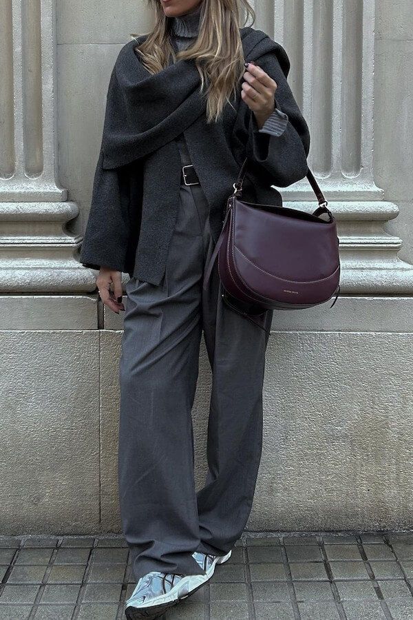 Oversized Wool Coat Elegant Long-Sleeved