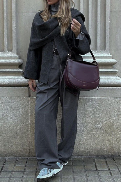 Oversized Wool Coat Elegant Long-Sleeved
