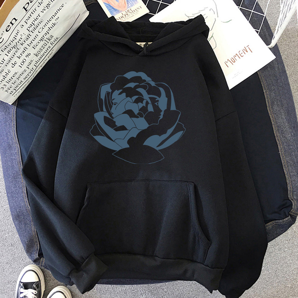 Große Kapuzenpullover Weich Baumwolle Trendy Grafikdruck - IdealeKleiden