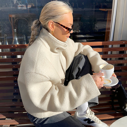 Stylischer Frauen Mantel Oversize Fleece Warm - IdealeKleiden