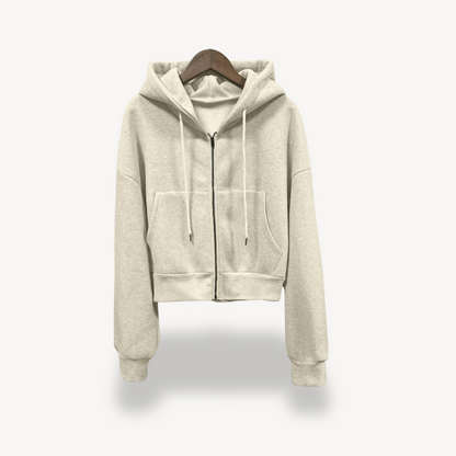Stylish Women's Cropped Zip Hoodie