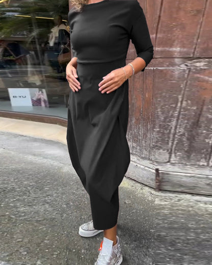 Elegant Women's Long-Sleeved Dress With Pocket