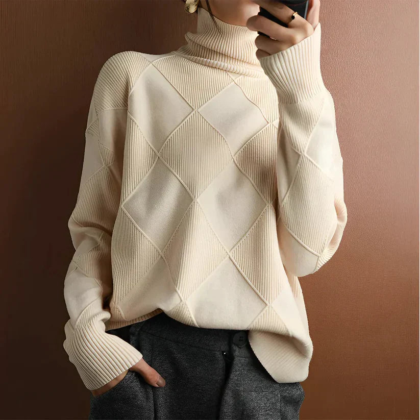 Valentina - Women's High-Neck Wool Sweater