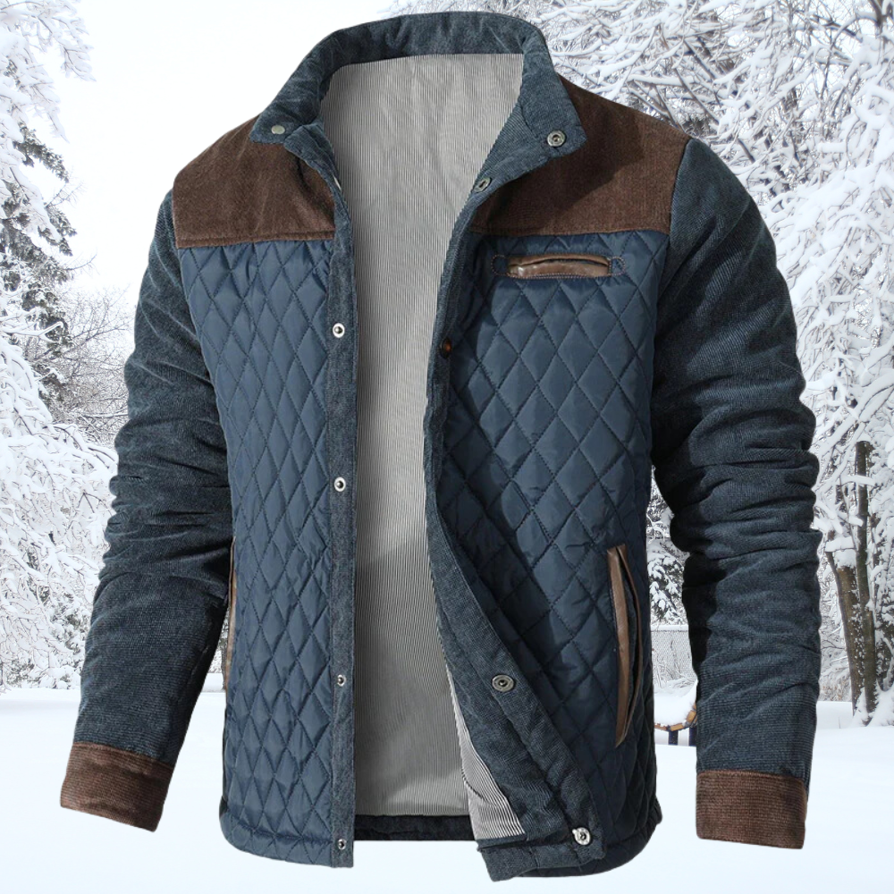 Padded Winter Jacket Classic Button Closure Contrast Sleeves