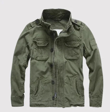 Fashionable denim jacket regular fit button closure
