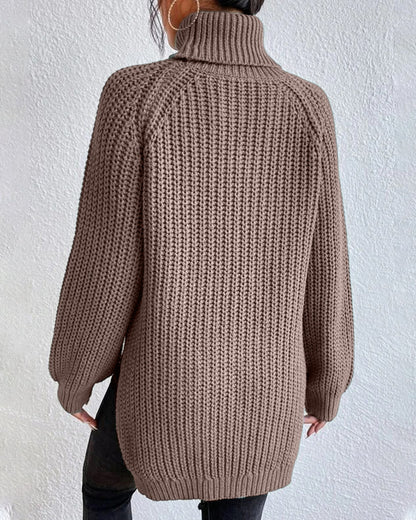 Damen Pullover Herbst Rollkragen Großzügig - IdealeKleiden
