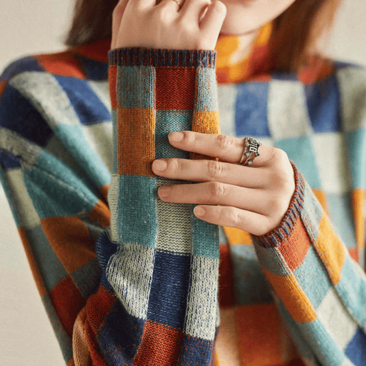 Weicher Cashmere Pullover Patchwork Design - IdealeKleiden