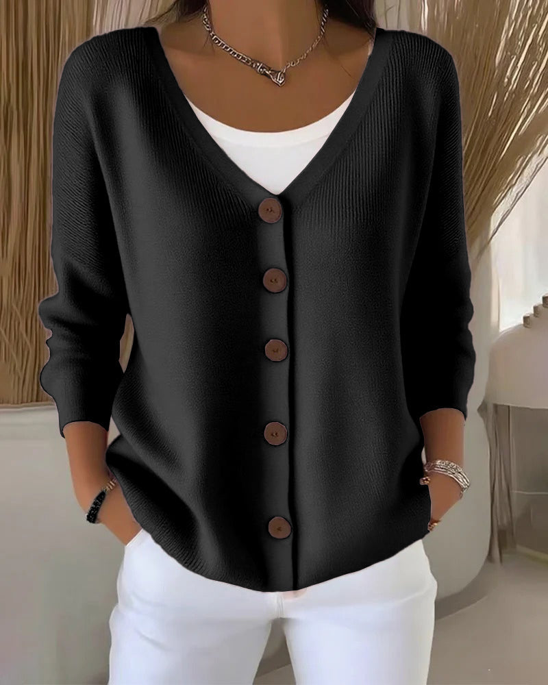 Elegant Dress Women Solid Color Buttons