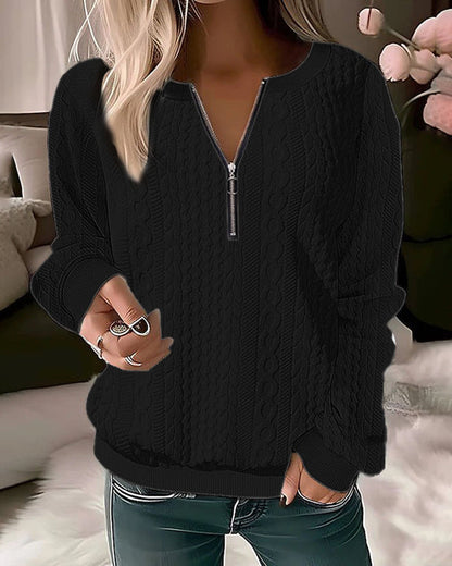 Casual Half-Zip Knit Sweater