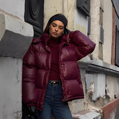 Damen Winterjacke Abnehmbare Kapuze Warm - IdealeKleiden