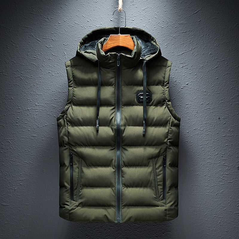 Men's Fleece Vest Hooded Warm