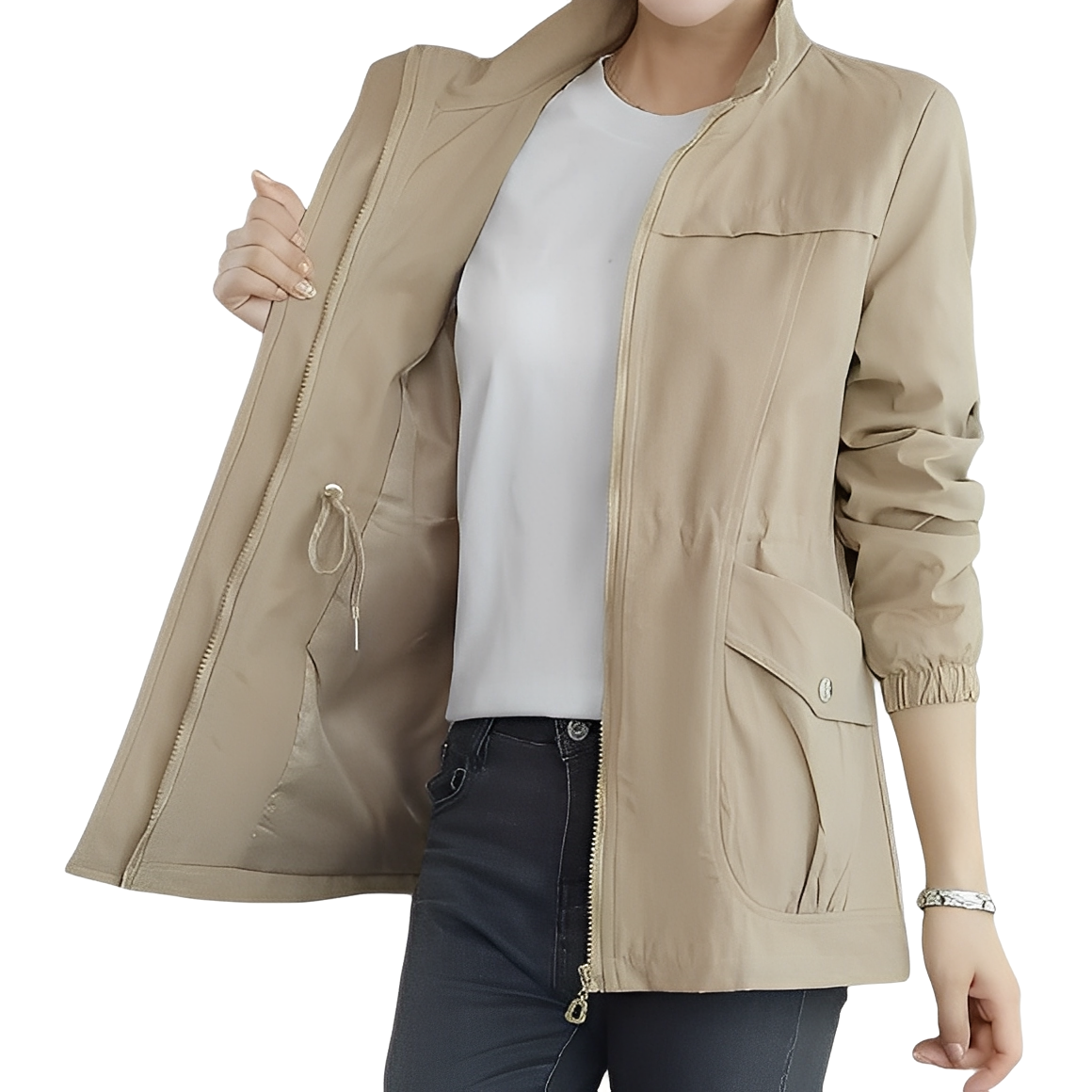 Moderne Damenjacke Verstellbare Taille Stilvoll - IdealeKleiden