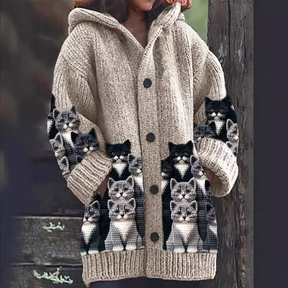 Soft Cat Cardigan Cozy Knitted