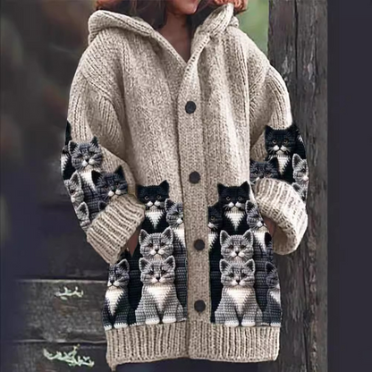 Soft Cat Cardigan Cozy Knitted