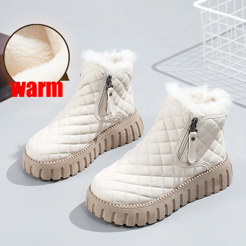 Women's Ankle Boots With Zipper Thick Soles