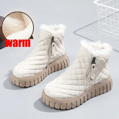 Women's Ankle Boots With Zipper Thick Soles