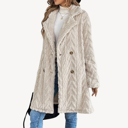 Women's Double-Breasted Fleece Coat Warm