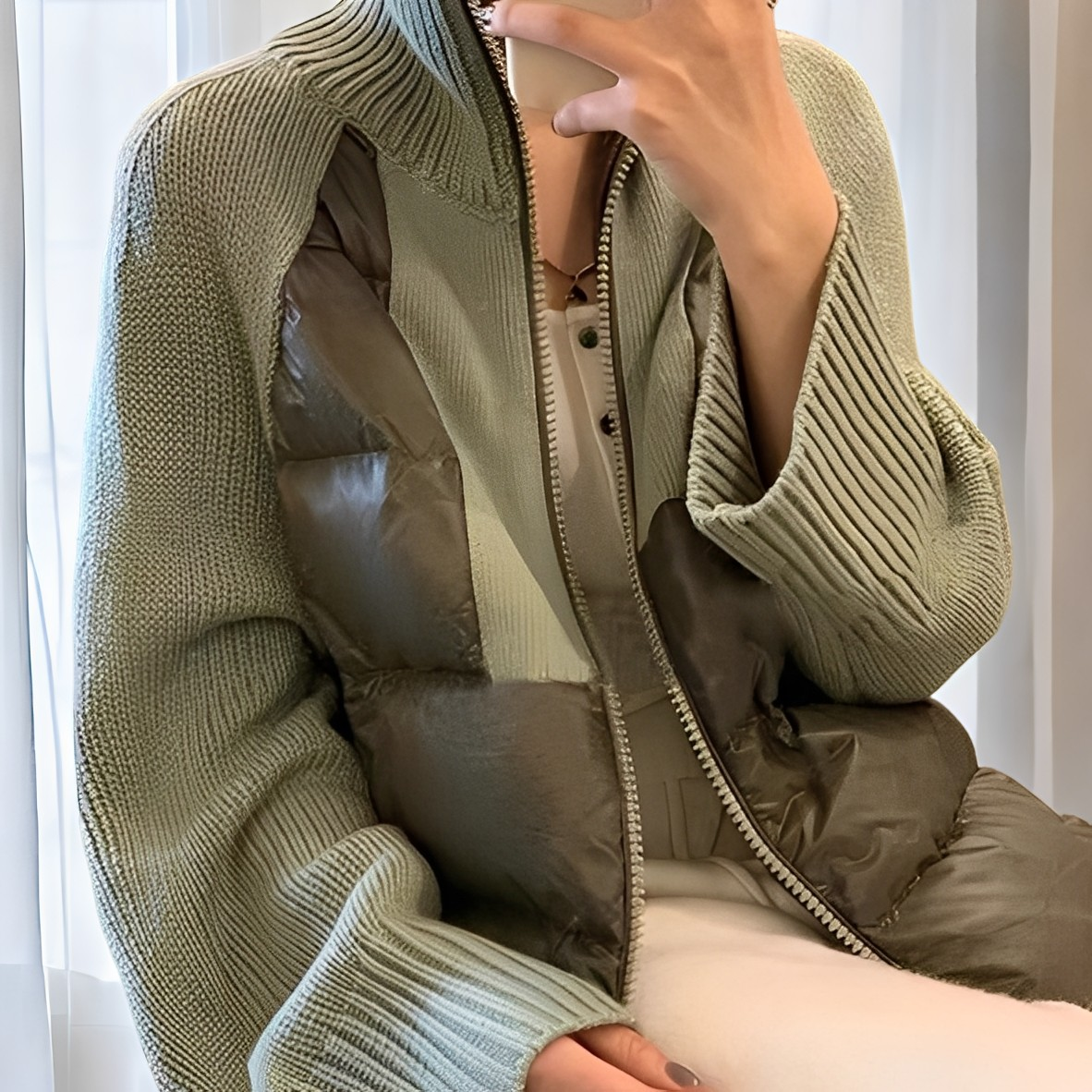 Modern Cardigan Women Zipper Parka