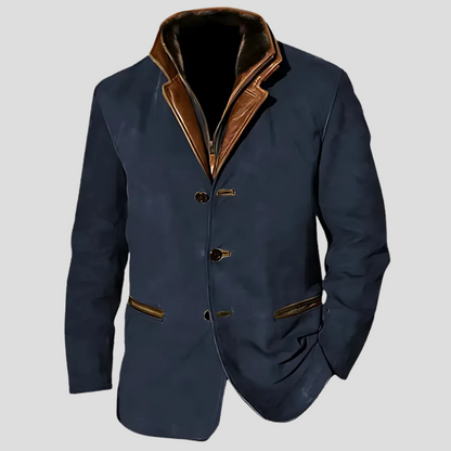Modern Men's Jacket Retro Style Contrast Collar