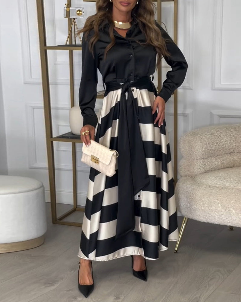 Women's Striped Dress Elegant Design