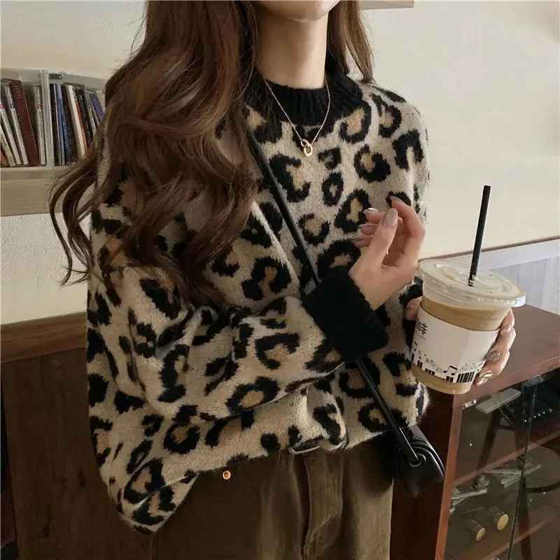 Fashionable Dress | Leopard Print Jumper Trendy Women