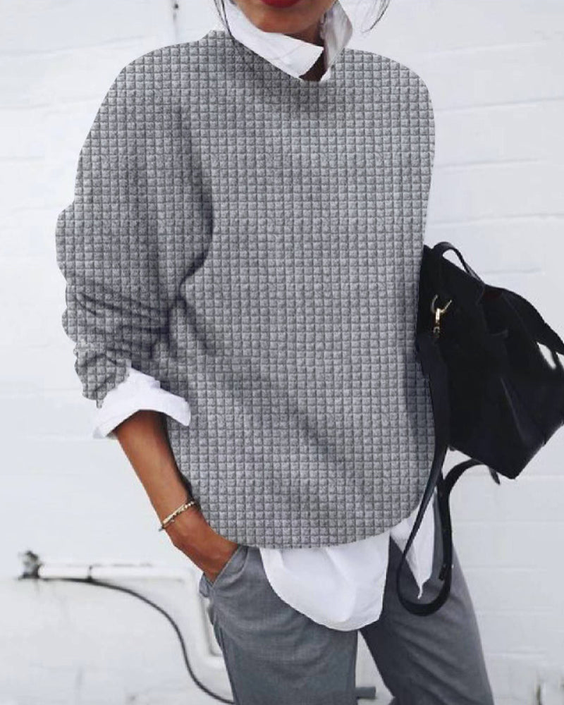 Bequemes Rundhals Sweatshirt Casual Style - IdealeKleiden