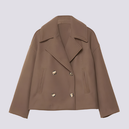 Stylish Women's Short Wool Jacket Lapel