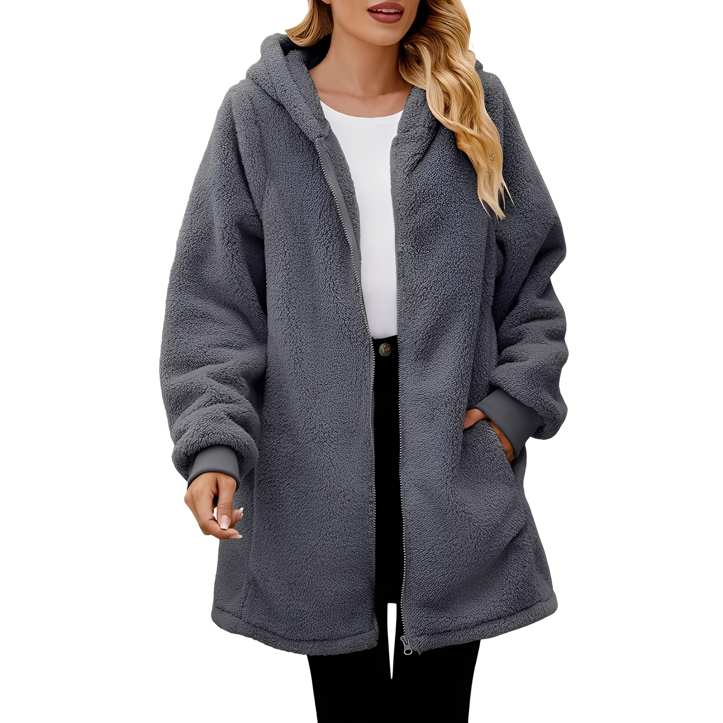 Weiche Damen-Fleecejacke Mit Kapuze