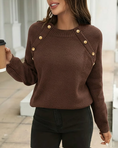 Elegant Women's Dresses Round Neck Buttons