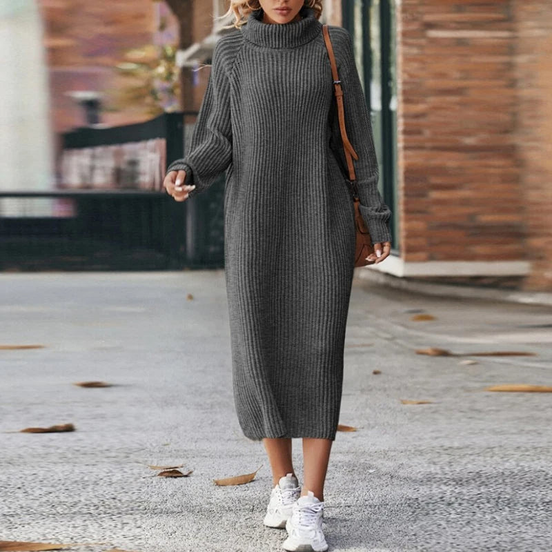 Women's Maxi Dress Sweater Comfortable With Collar