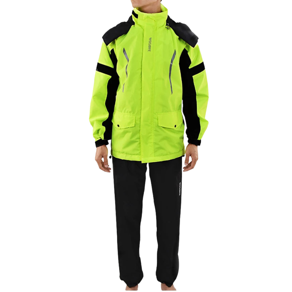 Men's Waterproof Motorcycle Rain Jacket Reflective Black