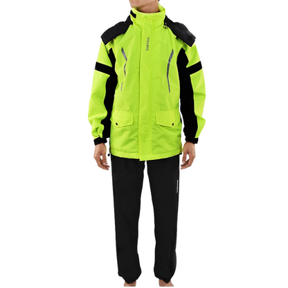 Men's Waterproof Motorcycle Rain Jacket Reflective Black