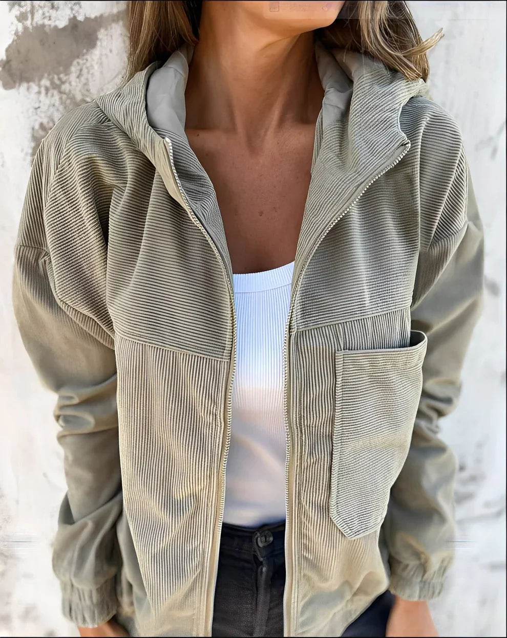Women's Corduroy Hooded Jacket Modern