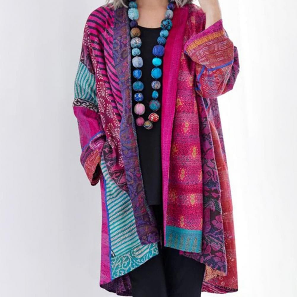 Boho Kimono Jacket Lightweight Patchwork Design