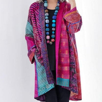 Boho Kimono Jacket Lightweight Patchwork Design